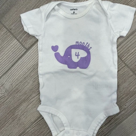 Baby elephant milestone onesies hand painted months 1-9